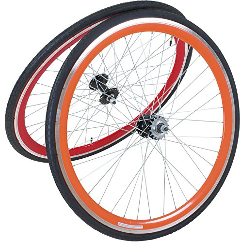 Galano Fixie Laufradsatz 700c Singlespeed Fixed Gear Laufräder Flip Flop Blade (rot/orange)