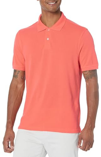 Amazon Essentials Men's Slim-Fit Cotton Pique Polo Shirt, Coral Orange, XL