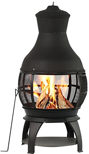 BALI OUTDOORS Chiminea Outdoor Fireplace, Outdoor Wood Burning Fire Pits for Backyard, Garden, Camping, Brown-Black