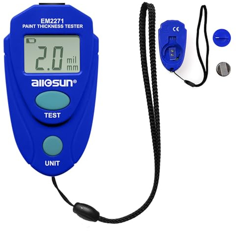allsun Paint Depth Gauge Resolution 1mil/0.1mm Paint Thickness Gauge for Car Auto Power off Calibration Data Hold