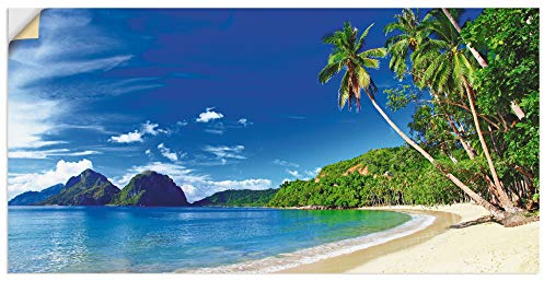 ARTland Wanddeko Wandtattoo selbstklebende Vinylfolie 100x50 cm Strand Meer Karibik Küste Insel Palmen Natur S9HV
