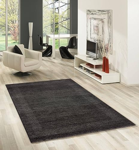 Rug Studios Teppich CASABLANCA | Farbe: Anthrazit | Größe: 90 x 160 cm | gemustert | meliert | Vintagedesign | glamourös | Landhaus | Vintage | Modern | elegant | Wohnzimmer | Schlafzimmer | strapazie