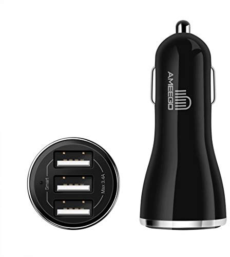 Triple USB Car Charger - 3.4A/3400mAh Supper Fast Speed Universal 3 Port USB Car Charger with Smart IC For iPhone/iPad/iPod/Samsung Galaxy Tab/HTC/Windows Phone/Tablet & USB Socket Devices (Black)