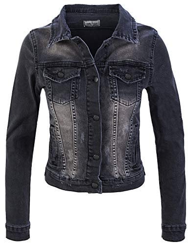 Rock Creek Damen Jeans Jacke Übergangs Jacke Denim Blouson Stretch Kurz Classic Jeansjacken Urban Stonewash D-401 Anthrazit L