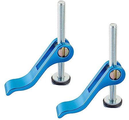 POWERTEC 2PK, 5/16”-18 Cam Clamp, Lever Clamp w/ 3 T Track Bolts, T Track clamp for Drill Press, Router Table, Work Bench, CNC Machine, Miter Saw, T Track Accessories for Woodworking (71165)