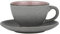 BITZ Tasse, Kaffeetasse mit Untertasse, Steingut, 24 cl, Höhe 6 cm, Grau/Hellrot