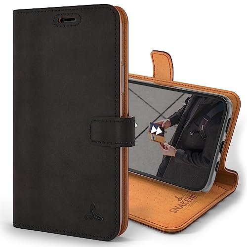Snakehive Leather Wallet for iPhone 11 Pro Max || Genuine Leather Wallet Phone Case || Real Leather with Viewing Stand & 3 Card Holder || Flip Folio Cover with Card Slot (Black)