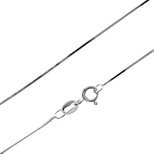 SilverAmber Jewellery UK - 925 Sterling Silver 24 Inch Delicate Italian Square Snake - 0.7 mm Chain Necklace - GCH00424