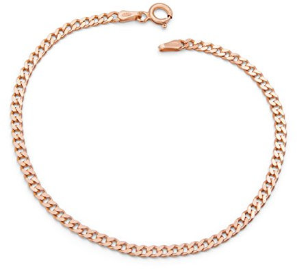 Damen-Armband Panzerarmband 925 Sterling Silber rose vergoldet 3mm breit Länge wählbar 17 18 18,5 19 19,5 20 21 cm Panzerkette Rosé Armkette (17)