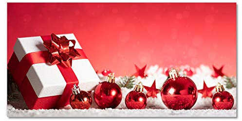 Tulup Peinture de Noël sur Verre Trempé - 100x50 cm - Image Tableaux la Mur - Impression Verre Sécurité - Photo Décorative Panoramique - Neige de Noël Cadeau de Noël