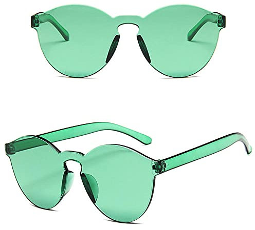 WQZYY&ASDCD Sonnenbrille Herren Damen Dicke Randlose Frauen Ozean Farbe Linse Frau Sexy Lady Transparent Shades Uv400-Grün