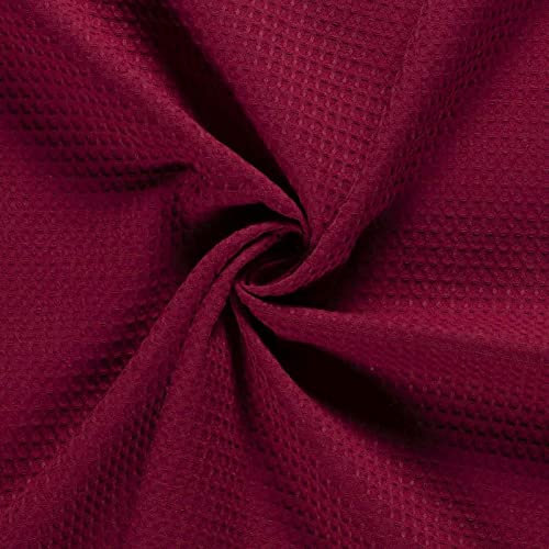 50x150cm Frottierstoff Waffelpiqué Baumwollstoff Oeko - Tex 100 Meterware am Stück Farbwahl, Farbe:bordeaux