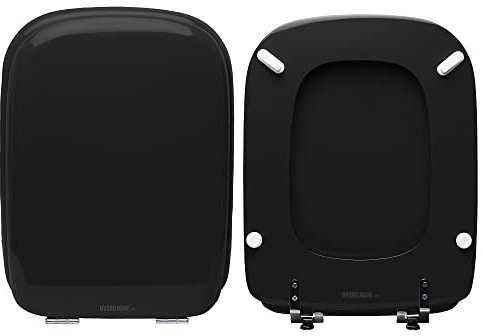 HYDRO HOME - Copriwater Ideal Standard Conca Come Originale, Tavoletta WC Ideal Standard con Cerniere Inclinate Idonee, Coperchio Water Copri Water in Legno Rivestito (NERO)