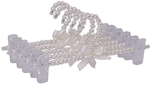 5 PCS Perlen Kleiderbügel Künstliche Perle Regale Bowknot Hosen Hanging Clip (weiß),Weiß