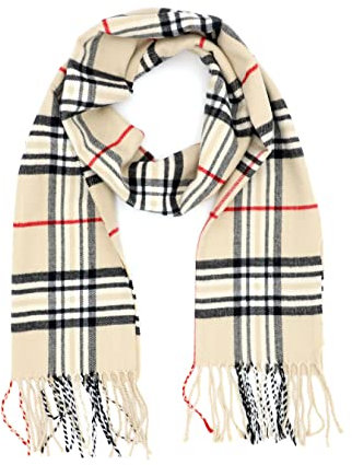 Achillea Damen Achi-Kaschmir Kaschmirschal, Beige kariert, 12 W x 72