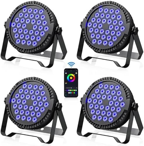 4 Stücke LED Par Scheinwerfer Strahler App Steuerung 36 RGB 3-in-1 LED Bühnenlicht mit Auto/Sound Mischen von Farben Partylicht für Disco DJ Band Shows Hochzeit Halloween