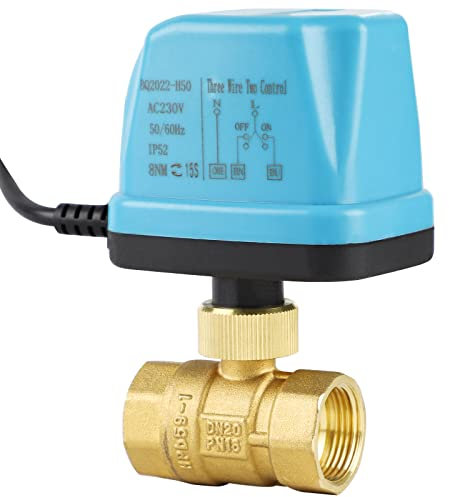 SWAWIS 2 Wege Kugelventil Motorkugelhahn Zonenventil DN20 G3/4 Zoll AC 230V Motorventil Elektrisches Ventil Messing Absperr Umschalt Kugelventil Zweiwegeventil für Flusssteuerung