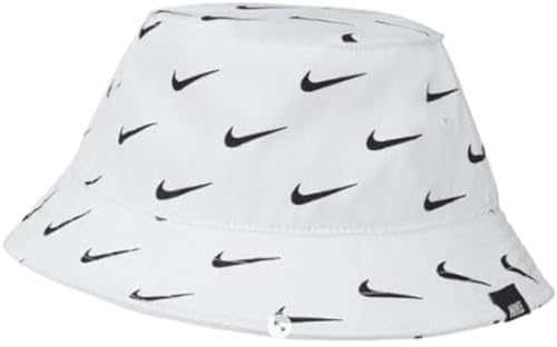 Nike Unisex Kids Swoosh Print Bucket One Size Hat, Weiß, Einheitsgröße EU