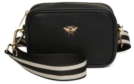 Alice Wheeler London Mini Mayfair mit Gurtband Umhängetasche Umhängetasche, Schwarz , One Size
