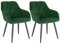 WOLTU 2er Set Esszimmerstühle mit Armlehne Rückenlehne, für Esszimmer Wohnzimmer Küche, Bequeme Küchenstühle gepolstert mit Samtbezug, Metallbeinen, Dunkelgrün