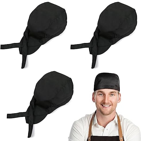 XPEX Paquete de 3 Gorros de Chef Ajustables y Elásticos para Restaurantes, Hoteles, Cocinas Caseras, Bares y Más