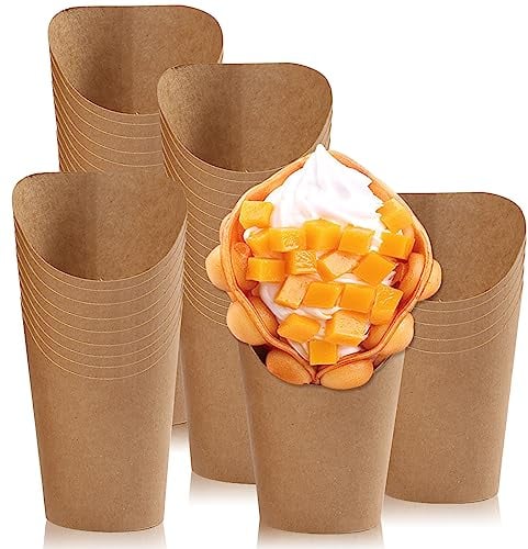 50 Stk Bubble Waffeln Tüten 14 oz Pommes Tüten Kraftpapier tüten Bubble Waffeleisen Becher Snackbecher Snack Container für Pommes Frites Waffeln Popcorn