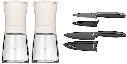 WMF Trend Mühlenset 2tlg, Salz- und Pfeffermühle unbefüllt, Glasbehälter & Touch Messerset 2-teilig, Küchenmesser mit Schutzhülle, Spezialklingenstahl antihaftbeschichtet