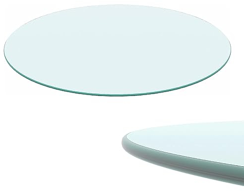 Dessus De Table Ronde Verre Trempé Plateau De Table, Dessus De Table En Verre Trempé Et Épais Plateau De Table Table De Jardin En Verre Trempé Transparent Meuble DIY Épaisseur 7 Mm ( Size : CLEAR-90CM