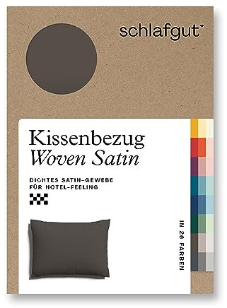 schlafgut Woven Satin Kissenbezug 60x80 cm Sand Deep Uni in Premium Hotelqualität, Kopfkissenbezug einzeln mit 100% weicher Baumwolle