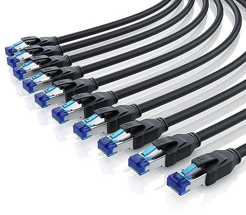 CSL 10 x 0,5m CAT 8.1 Netzwerkkabel 40 Gbits - LAN Kabel Patchkabel Datenkabel - CAT 8 High Speed Gigabit Ethernet Cable - 40000 Mbits Glasfaser Geschwindigkeit - S/FTP PIMF Schirmung RJ45 Stecker
