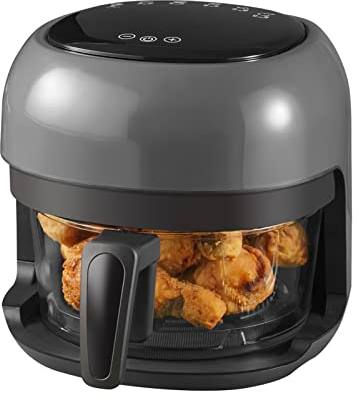 Freidora de aire - 4L/3.6QT multifunción pantalla táctil digital horno caliente eléctrico cocina sin aceite, temporizador de 60 minutos, 1200 W, 6 preajustes, cesta antiadherente de vidrio de ización