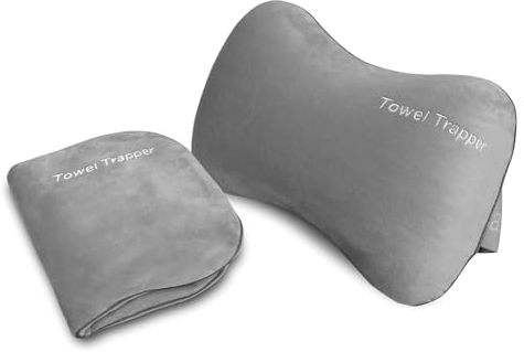 ITSA Towel Trapper | Inflatable Travel Beach Pillow | Sunlounger Towel Strap | Portable Towel Gripper, Neck Support Blow Up Pillow (Pebble Grey)