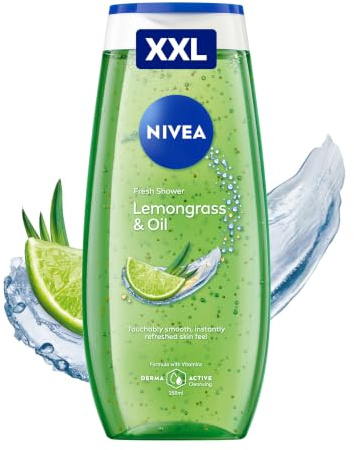 NIVEA Lemongrass & Oil Duschgel, pH-hautneutrale XXL Pflegedusche mit belebendem Zitronengras-Duft, verwöhnende Dusche mit Vitamin C, E und pflegenden Ölperlen (500 ml)