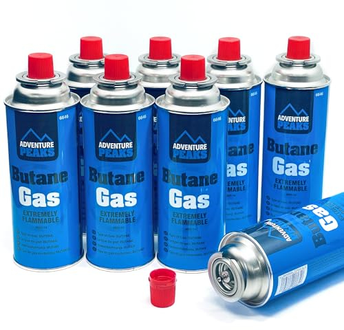 WINSOME Butane Gas Cartridge - Pack of 8 Camping Gas Canister for Stoves, Gas Weed Burner, BBQ - Camping Gas Bottles Refill - Gas Cartridge for Camping Stove