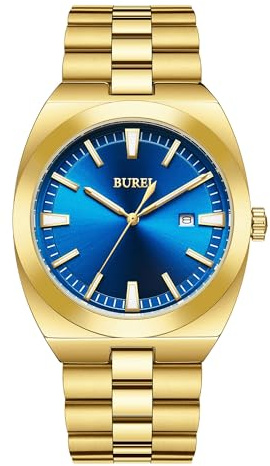 BUREI Uhren Herren Edelstahl Analog Armbanduhr Herren Wasserdicht Datum Herrenuhren Klassische Business Männer Quarzuhr Geschenke für Männer