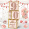 Guiruiy 3Pcs 90th Birthday Decorations Boxes for Women, Pink Rose Gold 90th Birthday Balloons Boxes Party Supplies, Pink Ninety Year Old Birthday Theme Cardboard Box Decor