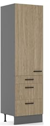 Küche Scandi Hochschrank 60 cm Fischgrät Küchenzeile Küchenblock Einbauküche