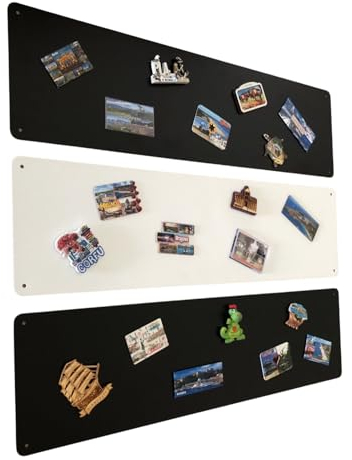 STALFORM 3 x Metal Tableau Magnétique Mural Noir + Blanc + Noir 80x22 cm, Plaque Aimanté, Acier Inoxydable, Cuisine, Bureau, Chambre D'enfant, pour Lettres Magnétiques, Chiffres, Notes, Photos