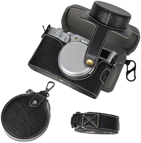 Rieibi X100VI Camera Case - Retro Leather Case for Fujifilm X100VI - Protective Case with Strap and Grip