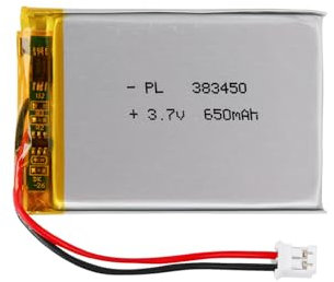 3.7V Lipo battery, 3.7V 650mAh 383450 Lithium Polymer Ion with 2P-PH connector with 2.0 mm pitch