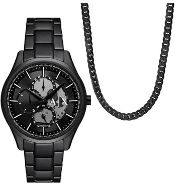 Armani Exchange Orologio Analogico al Quarzo Uomo con Cinturino in Acciaio Inossidabile AX7160SET