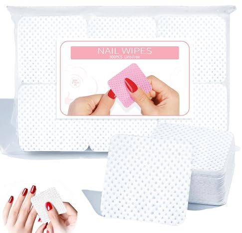 Eastrise Lint-Free Nail Wipes,Nail Wipe Pads,The Lint-Free Wipes are Portable Due to Their Small Square Shape, Making Them Convenient for Travel and Daily Use (300 PCS/White)