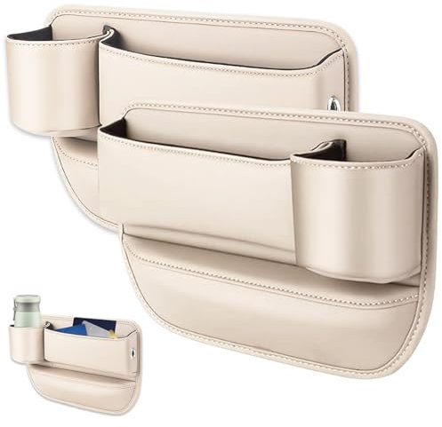 2 PCS Car Seat Gap Filler Organiser Car Leather Cup Holder Gap Bag Car Seat Gap Storage PU Leather Car Accessories Interior in Between Seats Seat Gap Storage Box for Phones Glasses Keys
