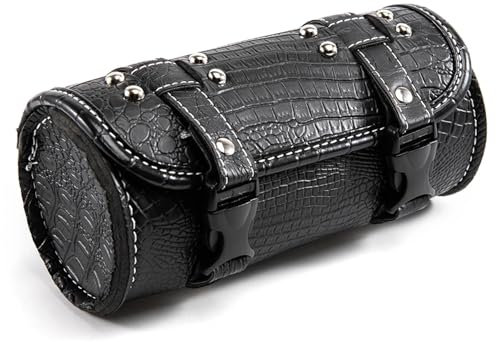 Moto Porte Bagage Sacoche pour Chopper pour Bobber pour Cruiser pour Sportster XL 883 1200 Sacoches De Moto Sacoches en Cuir PU Fourche Avant Sac À Outils Bagages Moto Sac(Black)