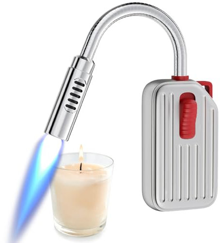 Megainvo Stabfeuerzeug Gas Nachfüllbar Sturmfeuerzeug Jetflamme Feuerzeug Lang Kerzenanzünder Creme Brulee Brenner Flambierbrenner Gasbrenner für Küche, BBQ, Grill, Backen, Gasherd, Kamin, Silvester