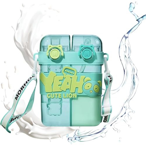 Spill-Proof Kids Water Bottle with Straw - Leak-Proof Lightweight Tumbler for Kids, Teenagers | Two-Compartment Water Cup for School, Travel, Sports | Easy to Carry Kids Water Bottles