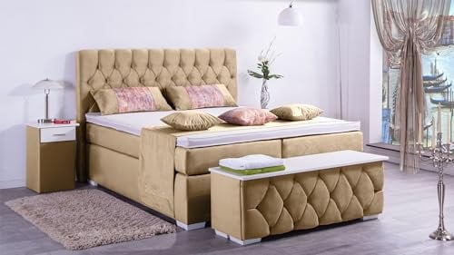 Boxspringbett Jana 240x220, VS-Gold, 7-Zohnen Taschenfederkernmatratze, Ergoflex - Inklusive Aufbau - Deutscher Hersteller