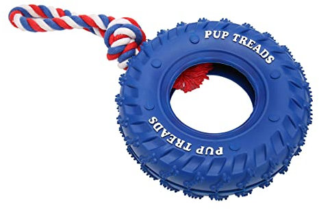 Dog Tire Toy, Rope Dog Toys Dog Rope Toy Dog Toys for Extra Long Interactive Play Rubber Dog Toys for Extreme Chewers Aggressive Chewer Toys for Small Mediu Large Dogs (Blue)