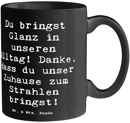 Mr. & Mrs. Panda Tasse Spruch Glanz Putzfrau - Geschenk, Dankbarkeit ausdrücken, Teebecher, Danke, sauberes Zuhause, Dankeschön, Wohlbefinden,