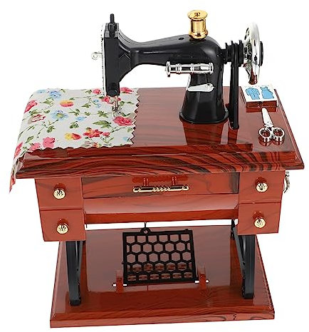 OKUMEYR Mechanische Spieluhr Nähmaschinen Dekoration Braun, Retro Chic